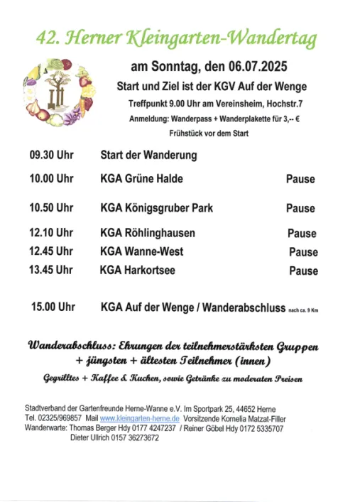 Ablaufplan des Wandertages